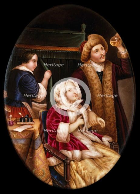 A physician examining a urine flask, 1859. Creator: KEL Hummel.