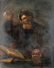 A physician examining a urine flask. Creator: Salomon Koninck