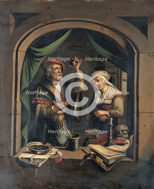 A physician examining a urine flask, c1650s. Creator: Unknown.