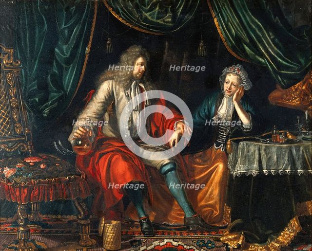 A physician feeling the pulse of a seated woman patient, c1700. Creator: Matthys Naiveu.