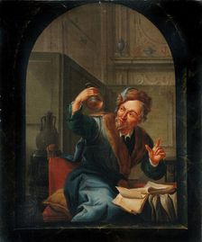 A physician or apothecary examining a flask at a casement, 1780. Creator: Willem Joseph Laquy