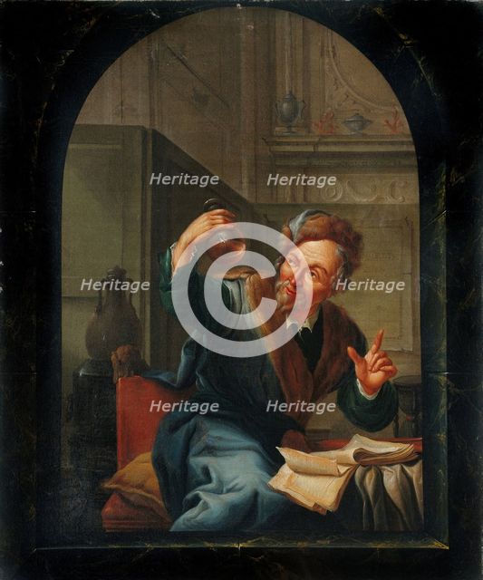 A physician or apothecary examining a flask at a casement, 1780. Creator: Willem Joseph Laquy.
