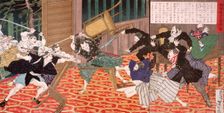 A Picture of the News from Kagoshima: Attack at School, 1877. Creator: Tsukioka Yoshitoshi