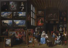 A Picture Gallery with an Artist Painting a Woman and a Girl, 1660-1669. Creator: Gillis van Tilborgh the Younger