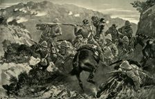 A Picket of 13th Hussars Surprised Near the Tugela River (Hussar Hill) 1900. Creator: John Charlton