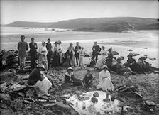 A picnic on the beach, Kennack Sands, Cornwall, c1896-c1920. Artist: Alfred Newton & Sons