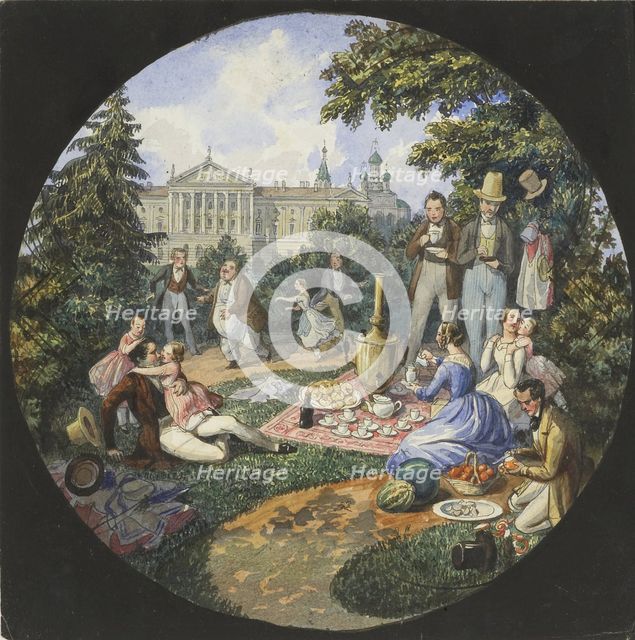 A Picnic near Moscow, 1840s. Artist: Benois, Nikolai Leontyevich (1813-1898)