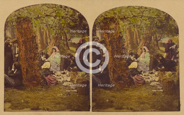 A Picnic Party, about 1857. Creators: London Stereoscopic & Photographic Co, Joseph John Elliott.
