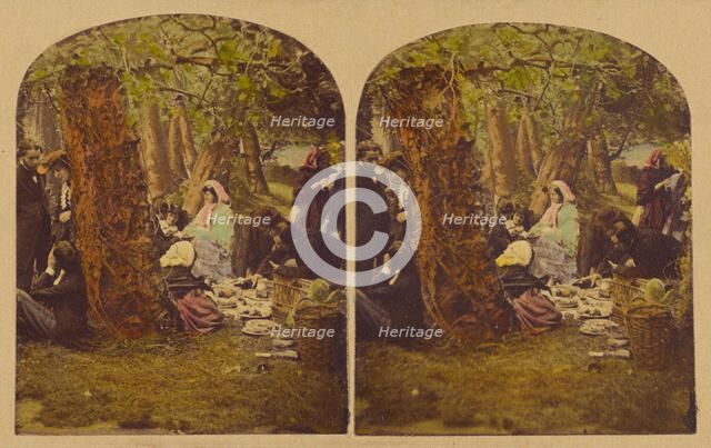 A Picnic Party, about 1857. Creators: London Stereoscopic & Photographic Co, Joseph John Elliott.