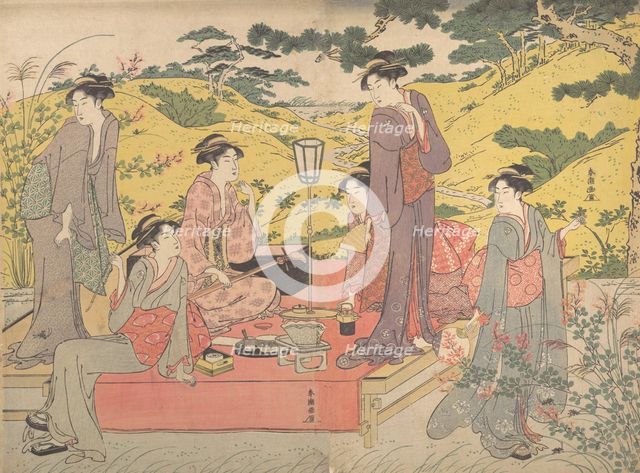 A Picnic Party at Hagidera, late 18th-early 19th century. Creator: Katsukawa Shuncho.