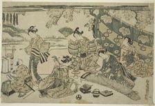 A picnic under cherry trees, c. 1755/64. Creator: Torii Kiyomitsu