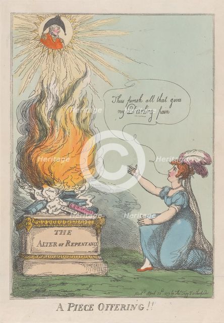 A Piece Offering!! Memoirs, Life, Letters &c. of M. A. Clarke, April 22, 1809., April 22, 1809. Creator: Thomas Rowlandson.