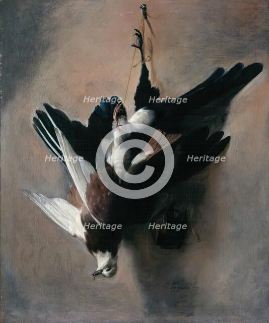 A Pigeon and Magpie, 1685. Creator: William Gowe Ferguson.