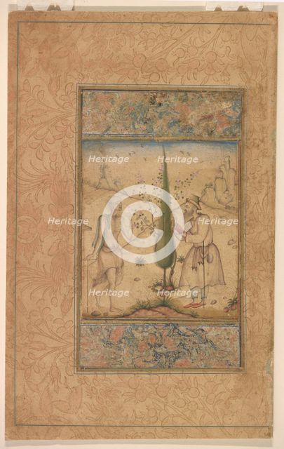 A pilgrim and an ascetic in conversation, Mughal dynasty, ca. 1600. Creator: Unknown.