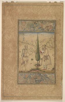 A pilgrim and an ascetic in conversation, Mughal dynasty, ca. 1600. Creator: Unknown
