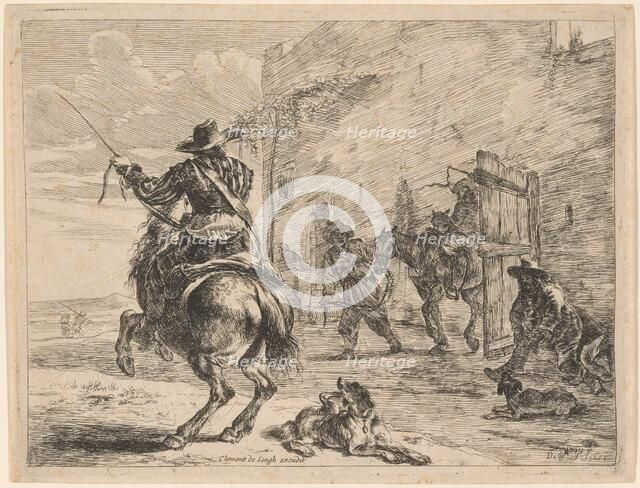 A Pissing Horse Bound to a Post, 1651. Creator: Dirck Stoop.