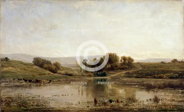 'A Pond', 1858.  Artist: Charles François Daubigny
