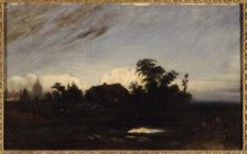 A pond near La Glaciere at dusk (1821). Creator: Unknown
