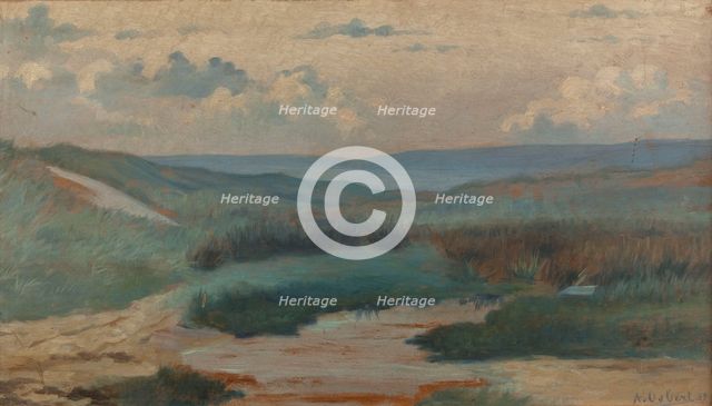 A pond in the dunes, in the evening, Siouville, 1889. Creator: Alphonse Osbert.