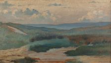 A pond in the dunes, in the evening, Siouville, 1889. Creator: Alphonse Osbert
