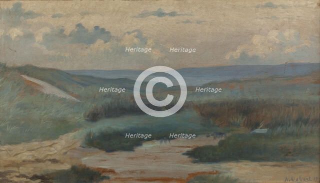 A pond in the dunes, in the evening, Siouville, 1889. Creator: Alphonse Osbert.