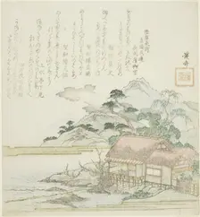 A Poet Looking out of his Lakeside Hut, Japan, c. 1820s. Creator: Ikeda Eisen