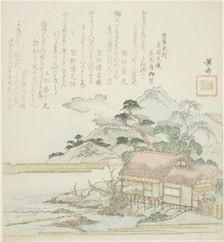 A Poet Looking out of his Lakeside Hut, Japan, c. 1820s. Creator: Ikeda Eisen