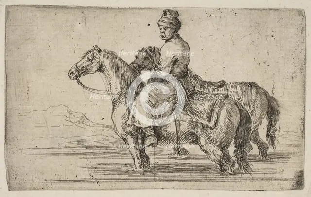 A Polish Groom Bathing Horses, ca. 1662. Creator: Stefano della Bella.