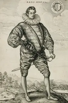 A Polish Nobleman Standing: Balthasar Bathory de Somlyo, 1583. Creator: Hendrik Goltzius