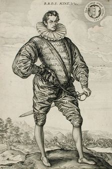 A Polish Nobleman Standing: Balthasar Bathory de Somlyo, 1583. Creator: Hendrik Goltzius