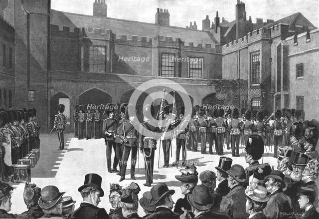 ''A Popular London Spectacle - Changing Guard at St. James's Palace', 1890. Creator: Henry Gillard Glindoni.