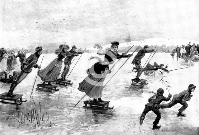 A Popular Winter Amusement in Germany, 1898. Creator: HC Seppings Wright.