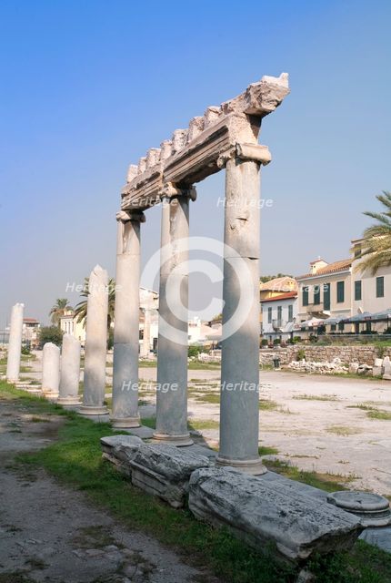 A portico in the Roman Agora of Athens, Greece. Creator: Samuel Magal.