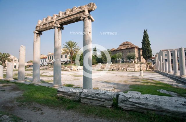 A portico in the Roman Agora of Athens, Greece. Creator: Samuel Magal.