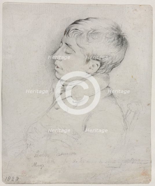 A Portrait of Welby Sherman Asleep in a Chair, 1828. Creator: George Richmond (British, 1809-1896).