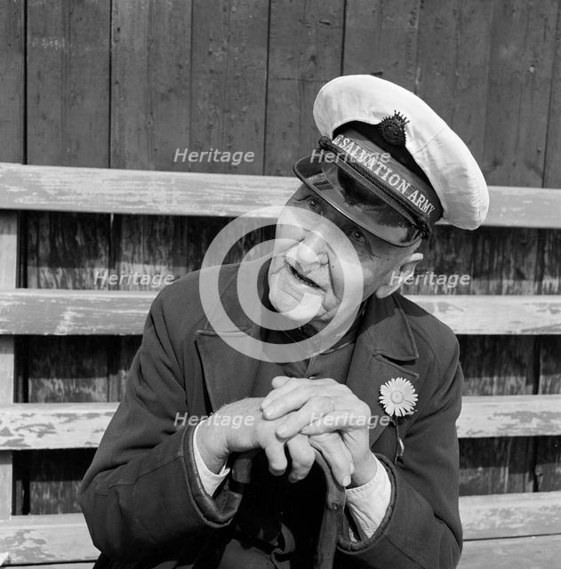 A portrait of an elderly man in Salvation Army uniform, Cornwall, c1946-c1959. Artist: John Gay
