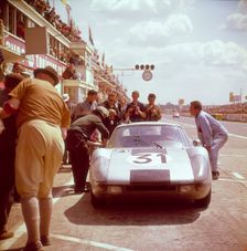 A Porsche 904/4 GTS in the pits, Le Mans, France, 1964