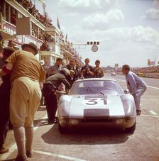 A Porsche 904/4 GTS in the pits, Le Mans, France, 1964