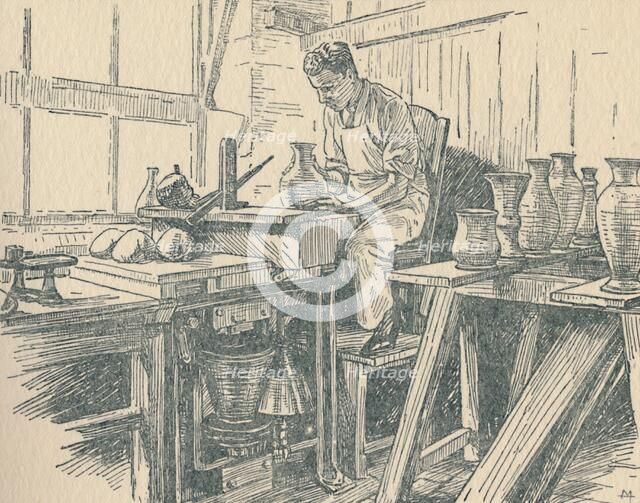 'A Potter at Work', 1910. Artist: Unknown.
