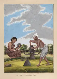 A Potter in Balabar Cast, from Indian Trades and Castes, ca. 1840. Creator: Anon