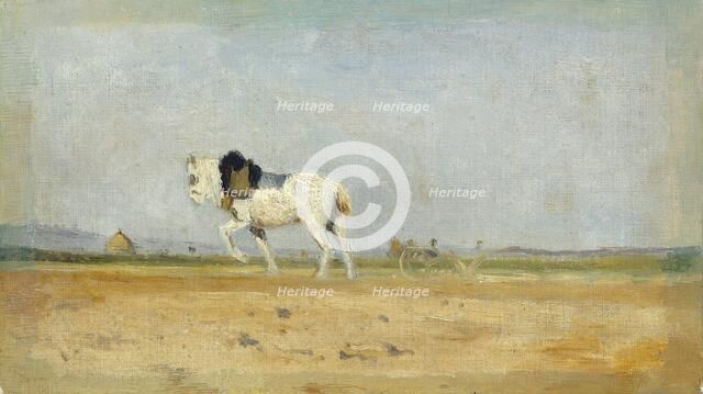 A Plow Horse in a Field, 1870/1874. Creator: Stanislas Lepine.