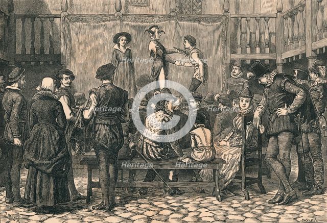'A Play in a London Inn Yard, In the Time of Queen Elizabeth', c1873. Creator: Swain.