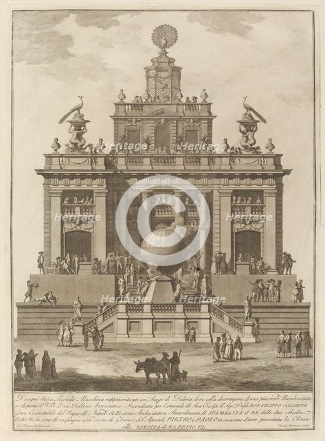 A Place of Delight with an Aerial Balloon, for the "Chinea" Festival, 1785. Creator: Francesco Barbazza.
