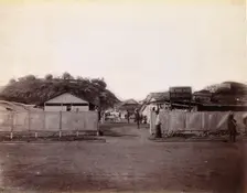 A plague patient being transported on a manually propelled ambulance carriage..., 1896/1897. Creator: Unknown