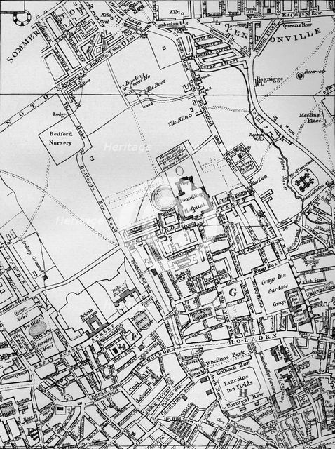 A plan of Holborn, St Giles, and St Pancras, London, in 1800 (1911). Artist: Unknown.