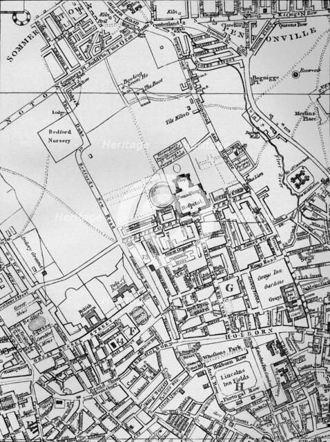 A plan of Holborn, St Giles, and St Pancras, London, in 1800 (1911). Artist: Unknown.