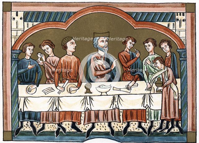 A Plantagenet king of England dining. Artist: Unknown