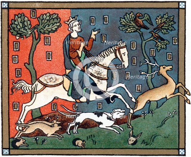 A Plantagenet king of England out hunting. Artist: Unknown