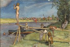 A Pleasant Bathing-Place. From A Home (26 watercolours), c19th century. Creator: Carl Larsson