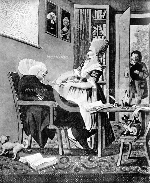 'A Pleasing Method of Rouzing the Doctor or a Thythe Pig No Bad Sight.' 1770. Artist: Unknown